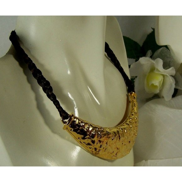 Cadoro Gold Egyptian Revival Statement Choker Collar Necklace Vintage - Picture 4 of 8